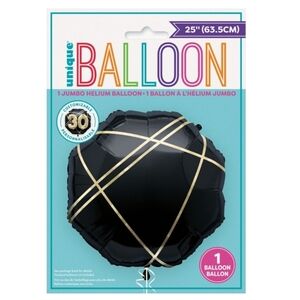 Unique Black and Gold Stripe Octagonal Shaped Foil Balloon